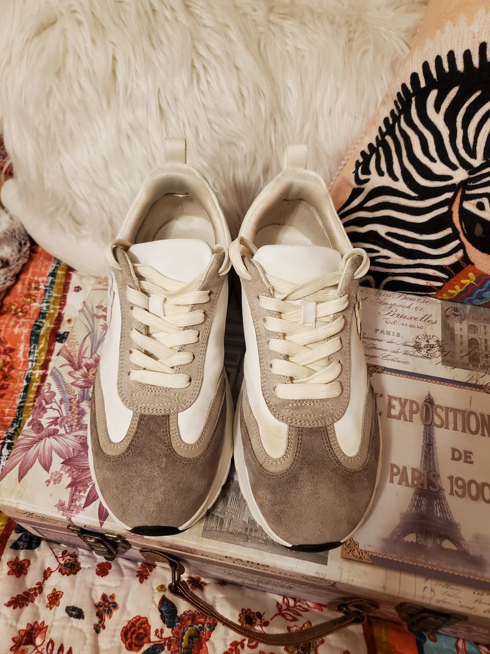 Tory Burch Cream & Taupe Chunky Lace-Up Sneaker